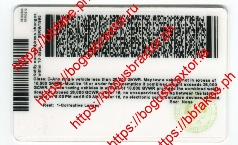 North Dakota Vertical Fake ID - Image 2