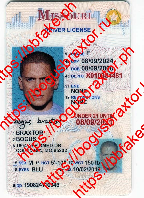 Bogus Braxtor Fake ID - Missouri Vertical Fake ID