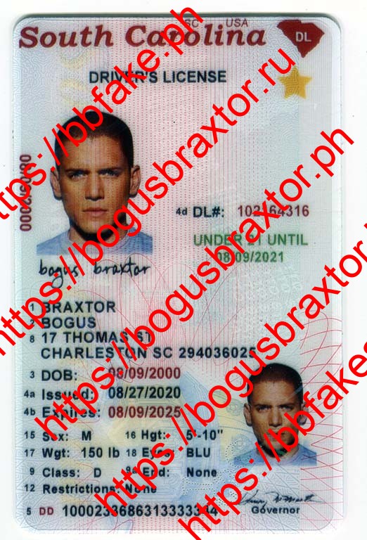 South Carolina Vertical Fake ID - Bogus Braxtor Fake ID